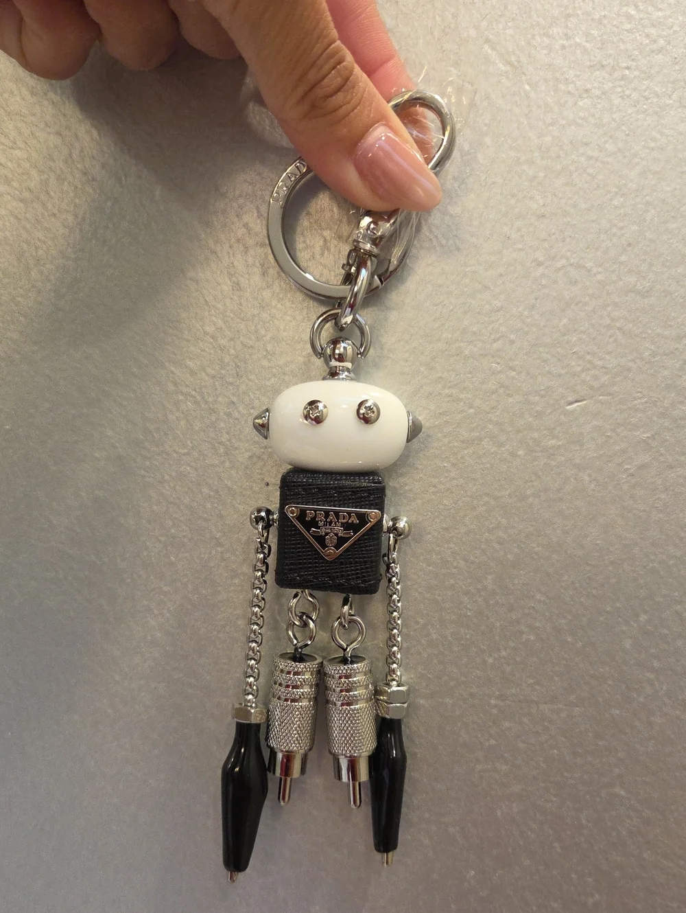 Prada Saffiano Leather Robot Keychain Key Chain Trick In SAKS NOW $775